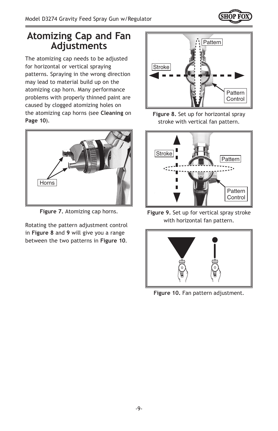 Atomizing cap and fan adjustments | Woodstock SHOP FOX D3274 User Manual | Page 11 / 20