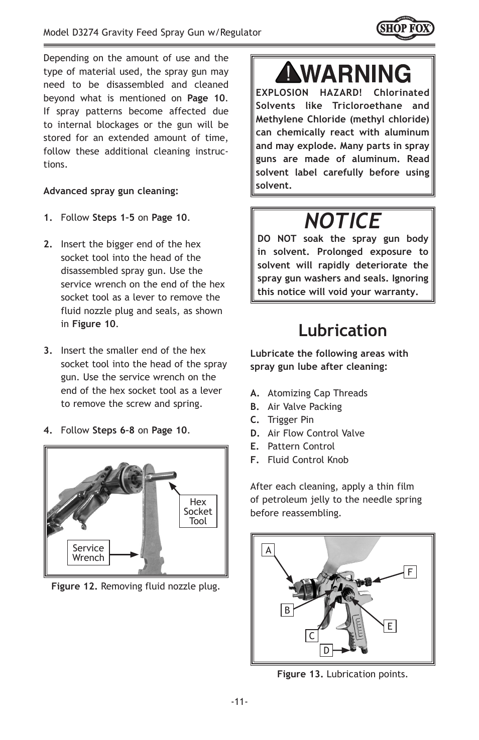 Notice, Lubrication | Woodstock SHOP FOX D3274 User Manual | Page 13 / 20