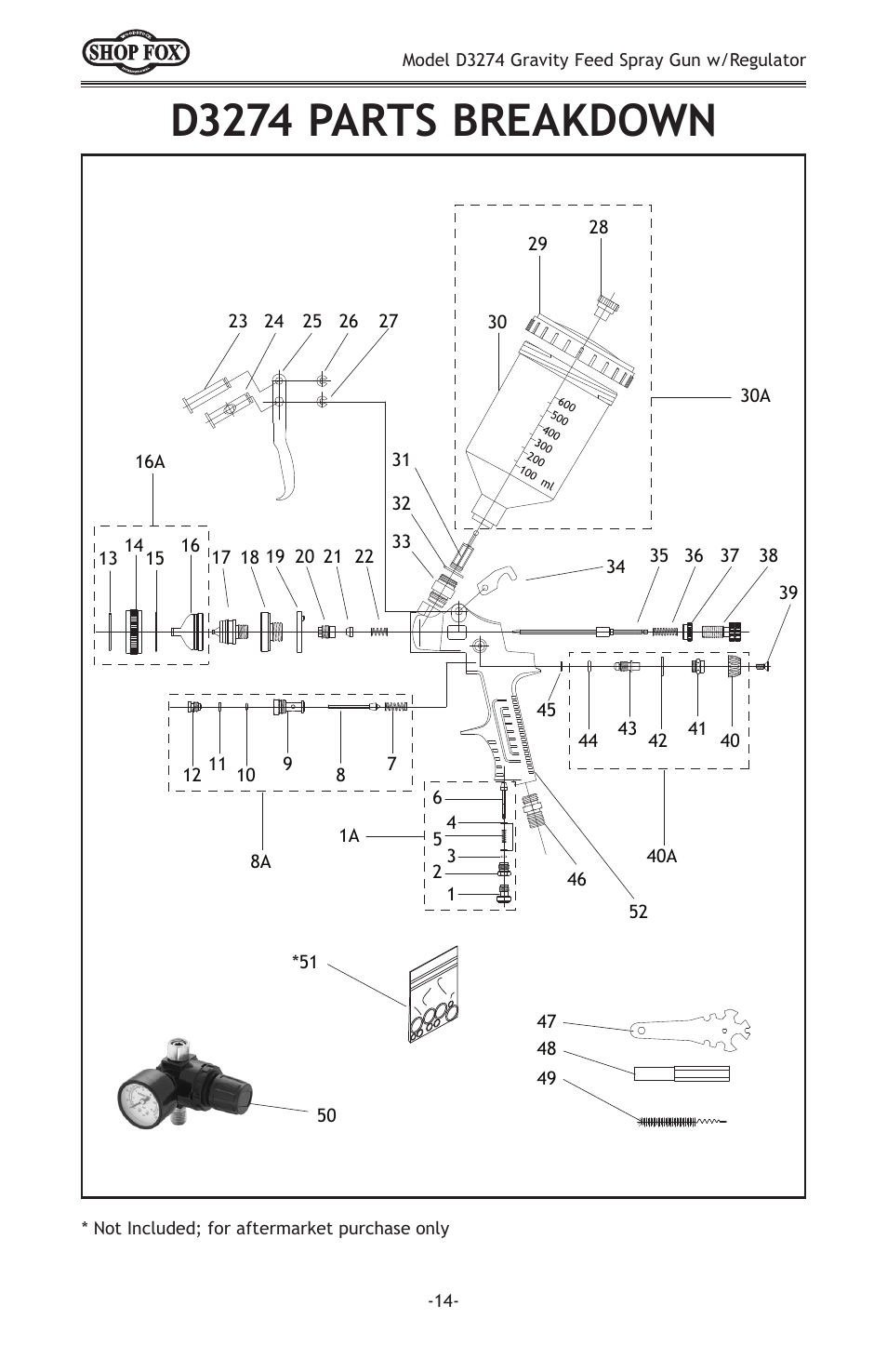 D3274 parts breakdown | Woodstock SHOP FOX D3274 User Manual | Page 16 / 20