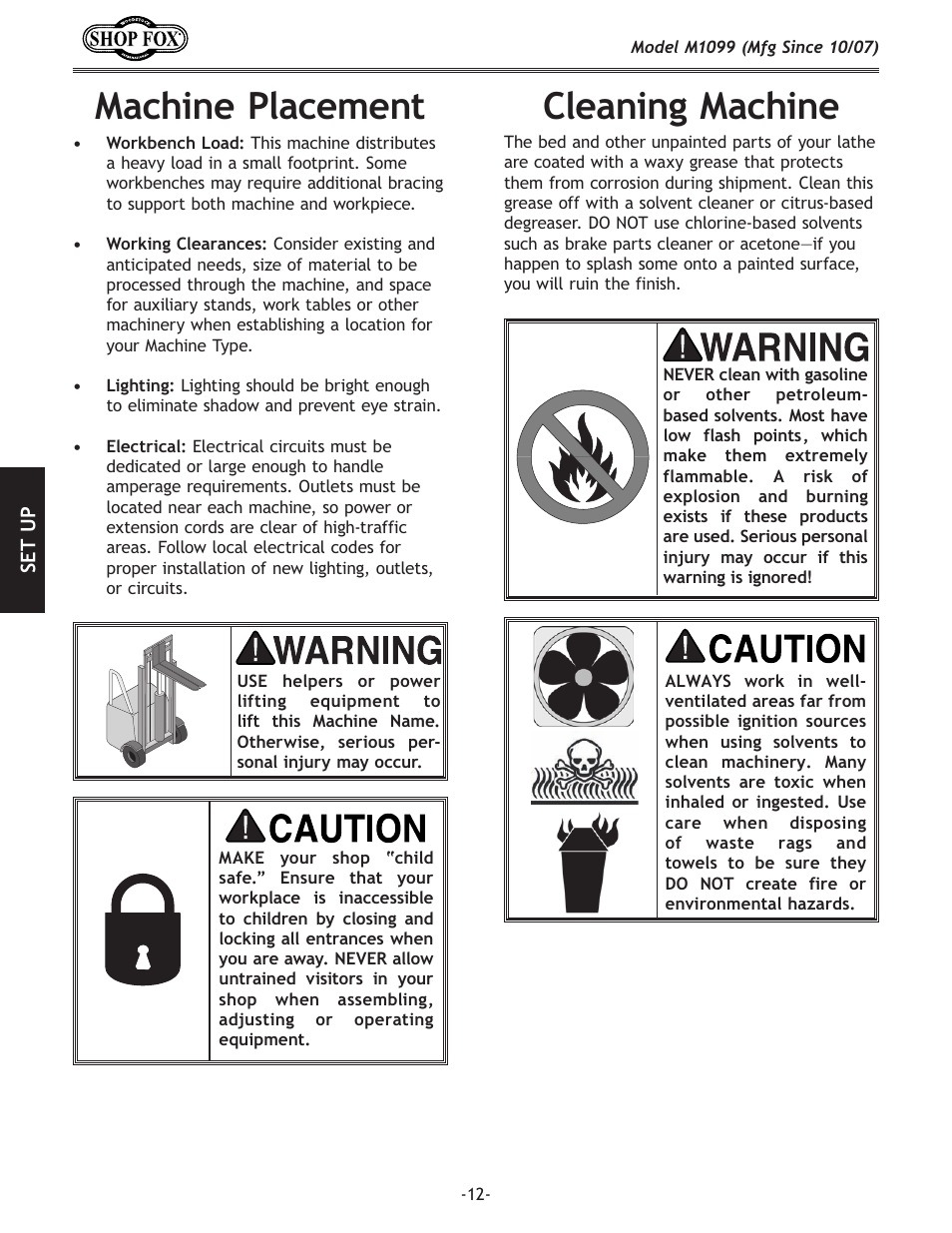C\xe`e^dxz_`e, Dxz_`e\gcxz\d\ek | Woodstock SHOP FOX M1099 User Manual | Page 14 / 60