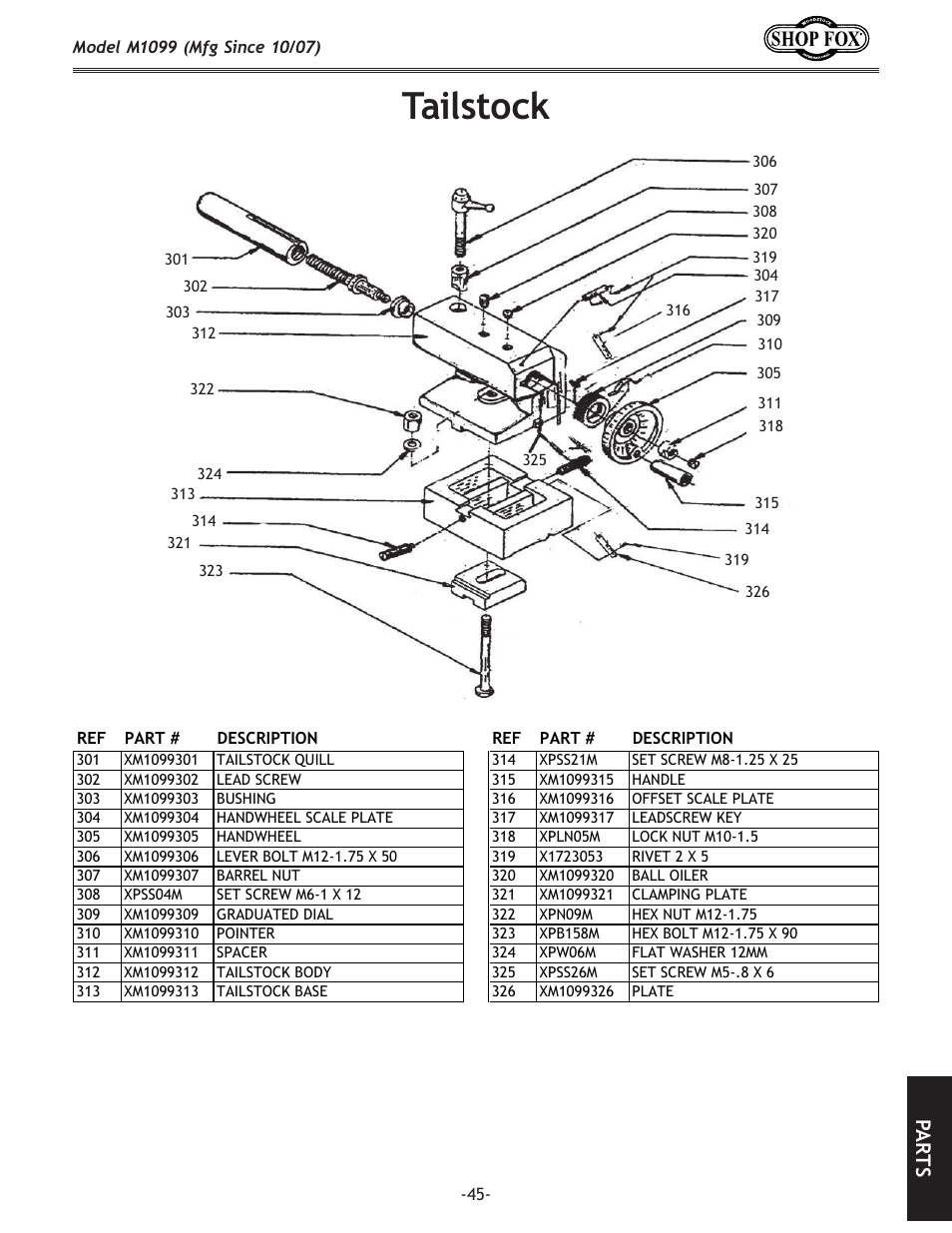 Kx`cjkfzb, G8 i k j | Woodstock SHOP FOX M1099 User Manual | Page 47 / 60