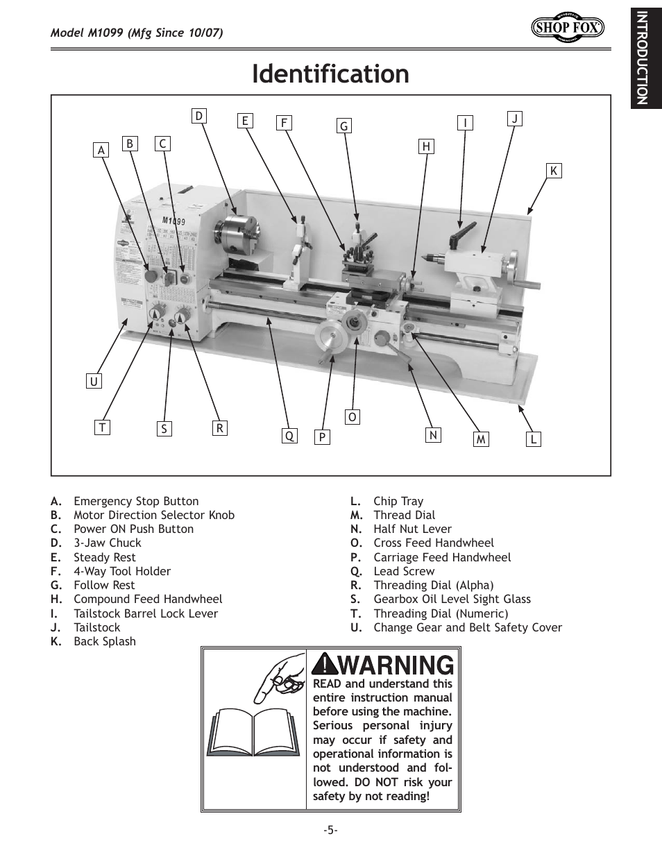 Ek`]`zxk`fe | Woodstock SHOP FOX M1099 User Manual | Page 7 / 60