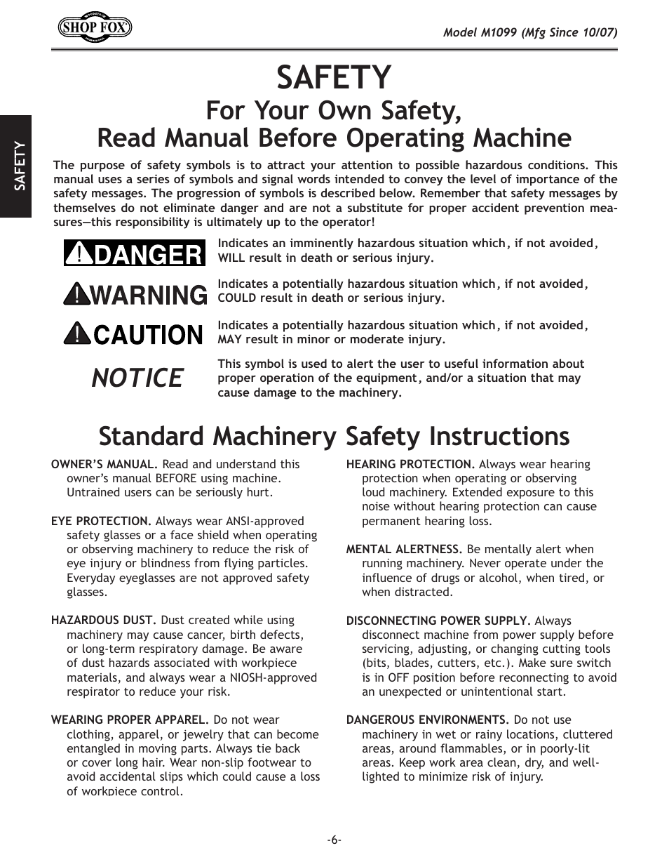 J8=<kp, Jkxe[xi[dxz_`e\ipjx]\kp@ejkilzk`fej | Woodstock SHOP FOX M1099 User Manual | Page 8 / 60