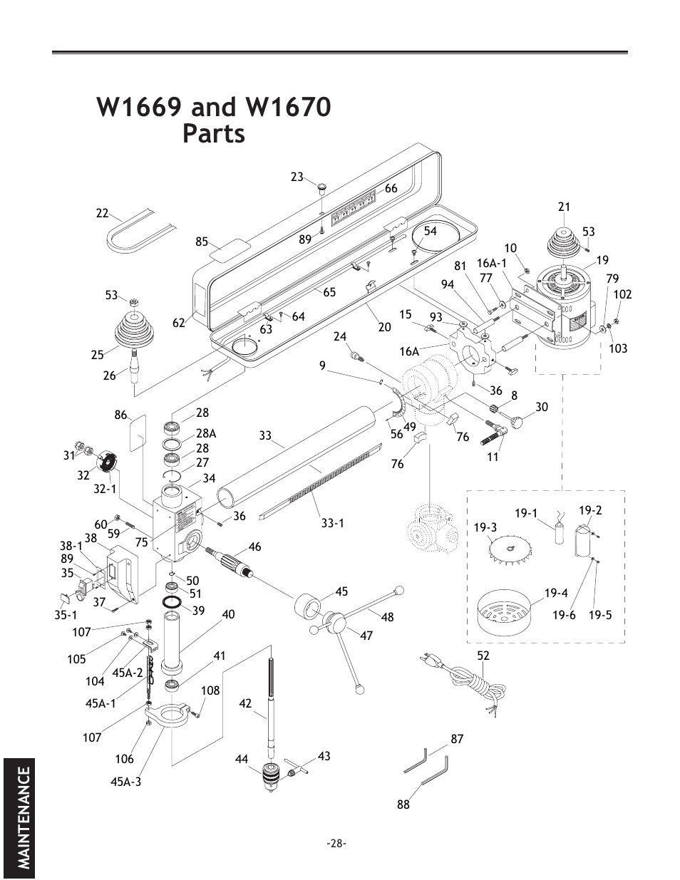 Maintenance | Woodstock THE SHOP FOX D2722 User Manual | Page 30 / 44