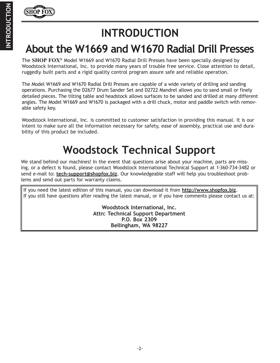 Woodstock THE SHOP FOX D2722 User Manual | Page 4 / 44