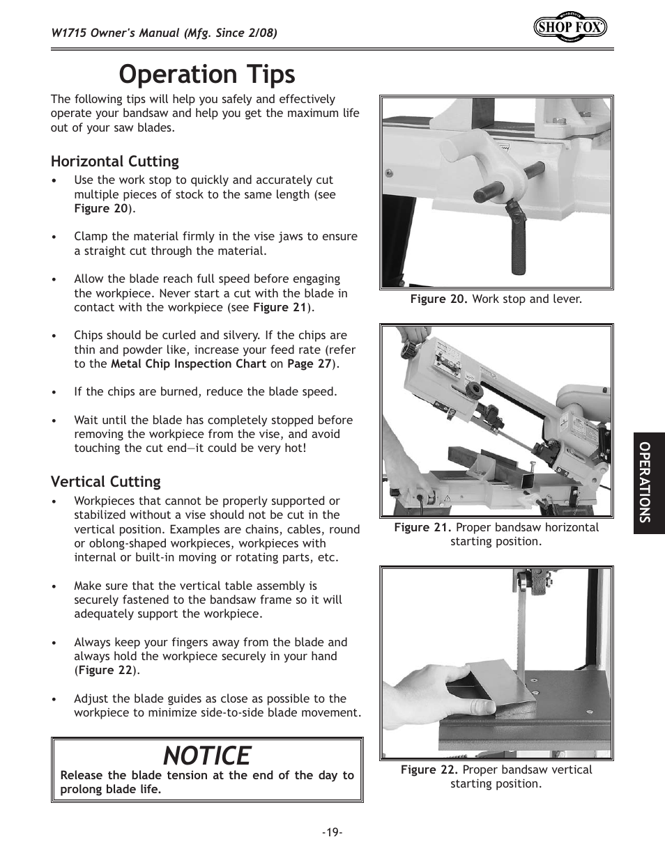 Fg\ixk`fek`gj, Notice | Woodstock SHOP FOX W1715 User Manual | Page 21 / 48