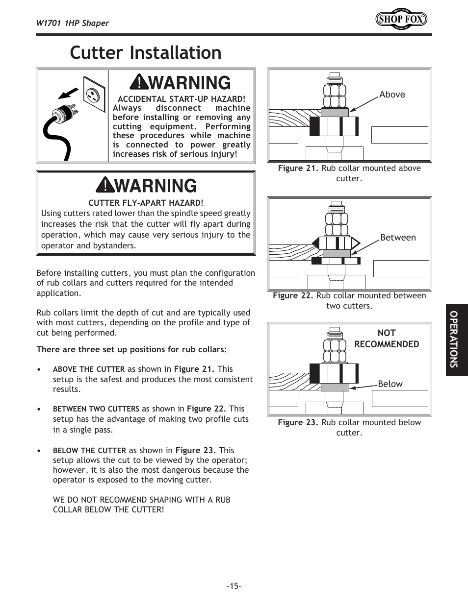 Cutter installation | Woodstock SHOP FOX W1701 User Manual | Page 18 / 37