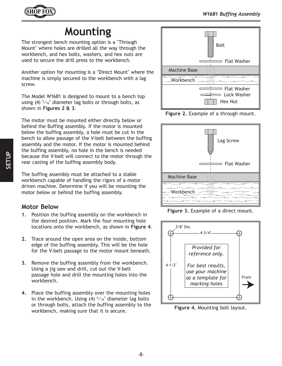 Mounting, Motor.below | Woodstock W1681 User Manual | Page 10 / 20