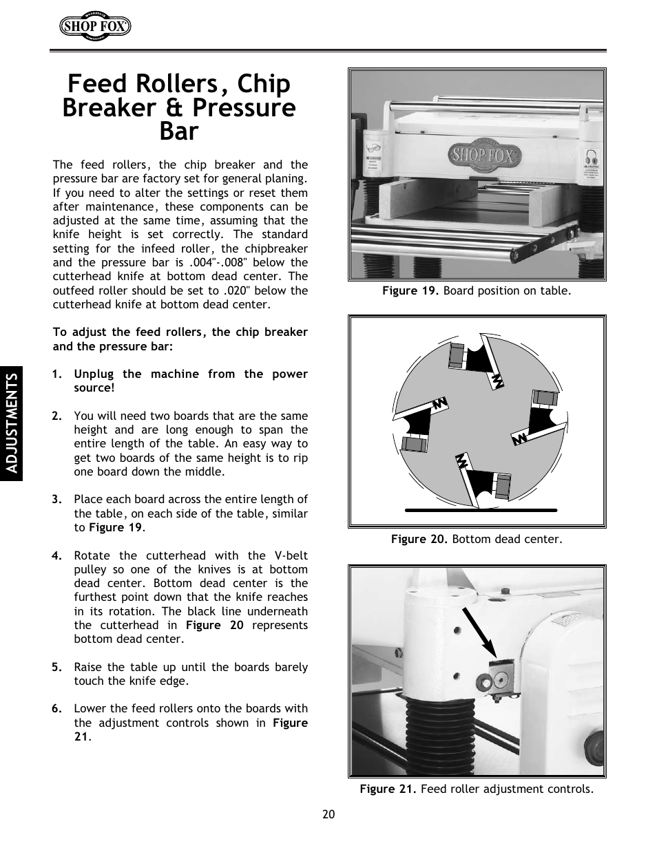 Feed rollers, chip breaker & pressure bar | Woodstock International Shop Fox W1683 User Manual | Page 22 / 48