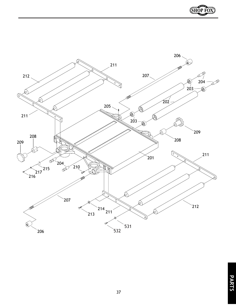 Parts | Woodstock International Shop Fox W1683 User Manual | Page 39 / 48