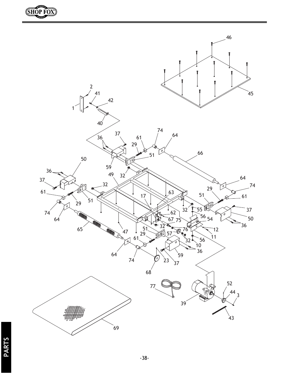 Parts | Woodstock SHOP FOX W1678 User Manual | Page 40 / 54