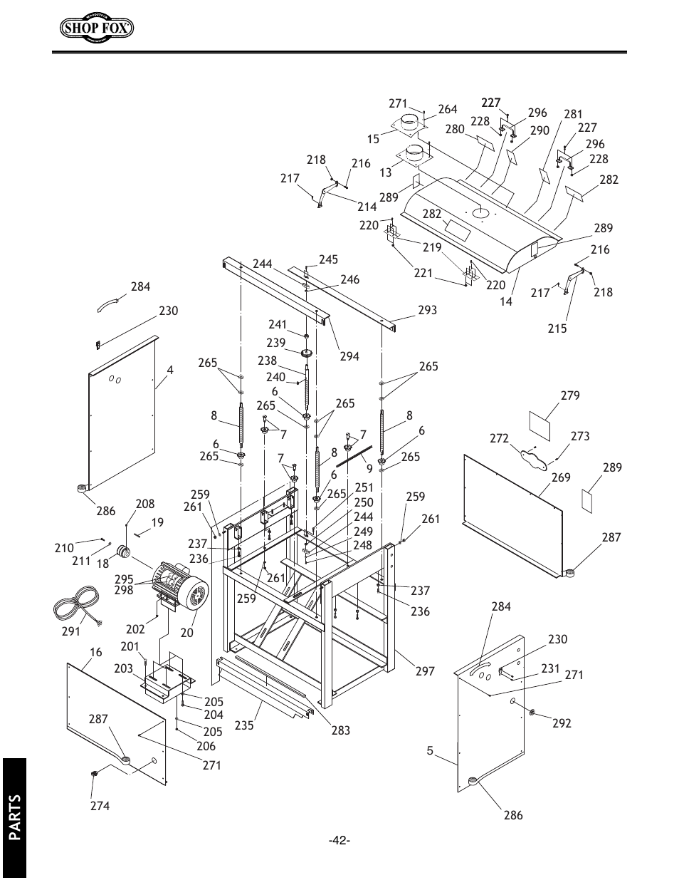 Parts | Woodstock SHOP FOX W1678 User Manual | Page 44 / 54