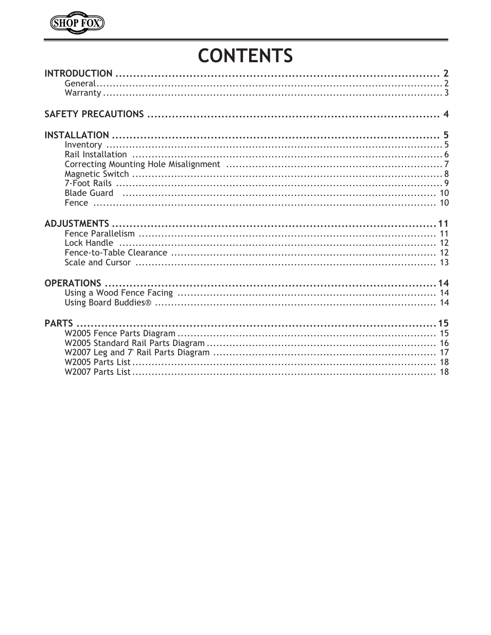 Woodstock SHOP FOX W2006 User Manual | Page 3 / 24