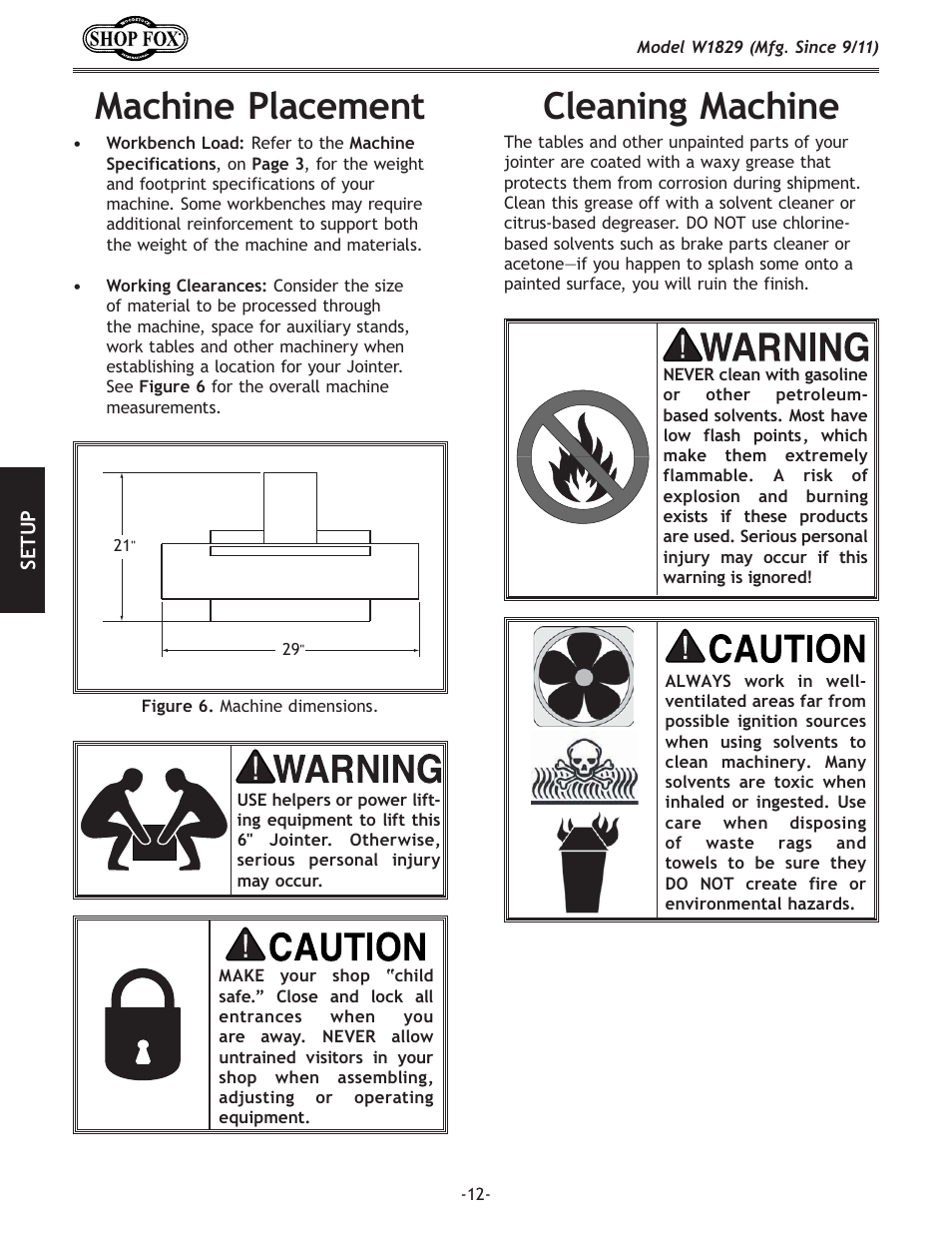 C\xe`e^dxz_`e, Dxz_`e\gcxz\d\ek | Woodstock SHOP FOX W1829 User Manual | Page 14 / 48