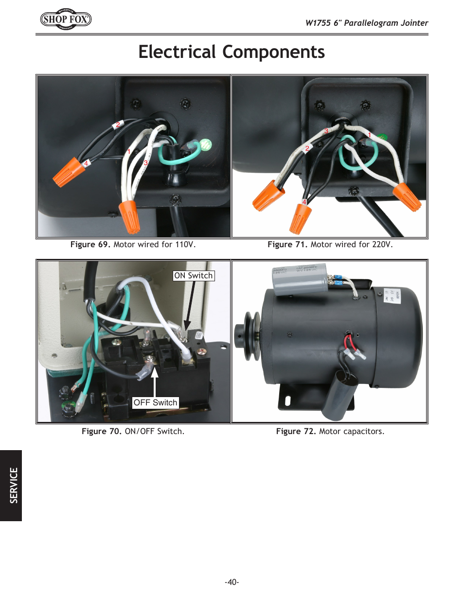 Electrical components | Woodstock SHOP FOX W1755 User Manual | Page 42 / 56