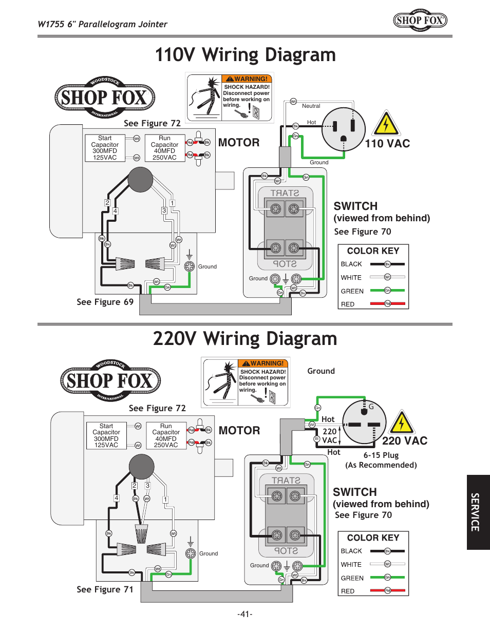 Se rv ic e | Woodstock SHOP FOX W1755 User Manual | Page 43 / 56
