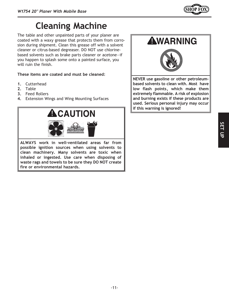 Cleaning machine | Woodstock SHOP FOX W1754S User Manual | Page 25 / 69