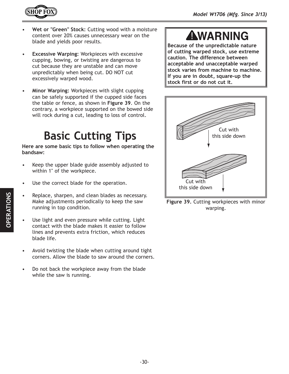 Basic.cutting.tips | Woodstock SHOP FOX W1706 User Manual | Page 32 / 64