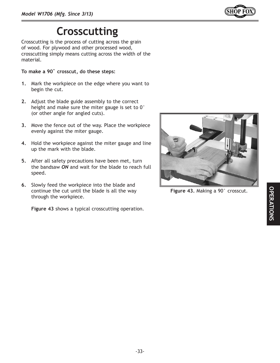 Crosscutting | Woodstock SHOP FOX W1706 User Manual | Page 35 / 64