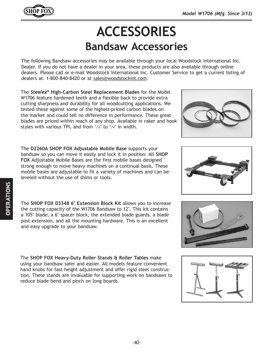 Accessories, Bandsaw.accessories | Woodstock SHOP FOX W1706 User Manual | Page 42 / 64