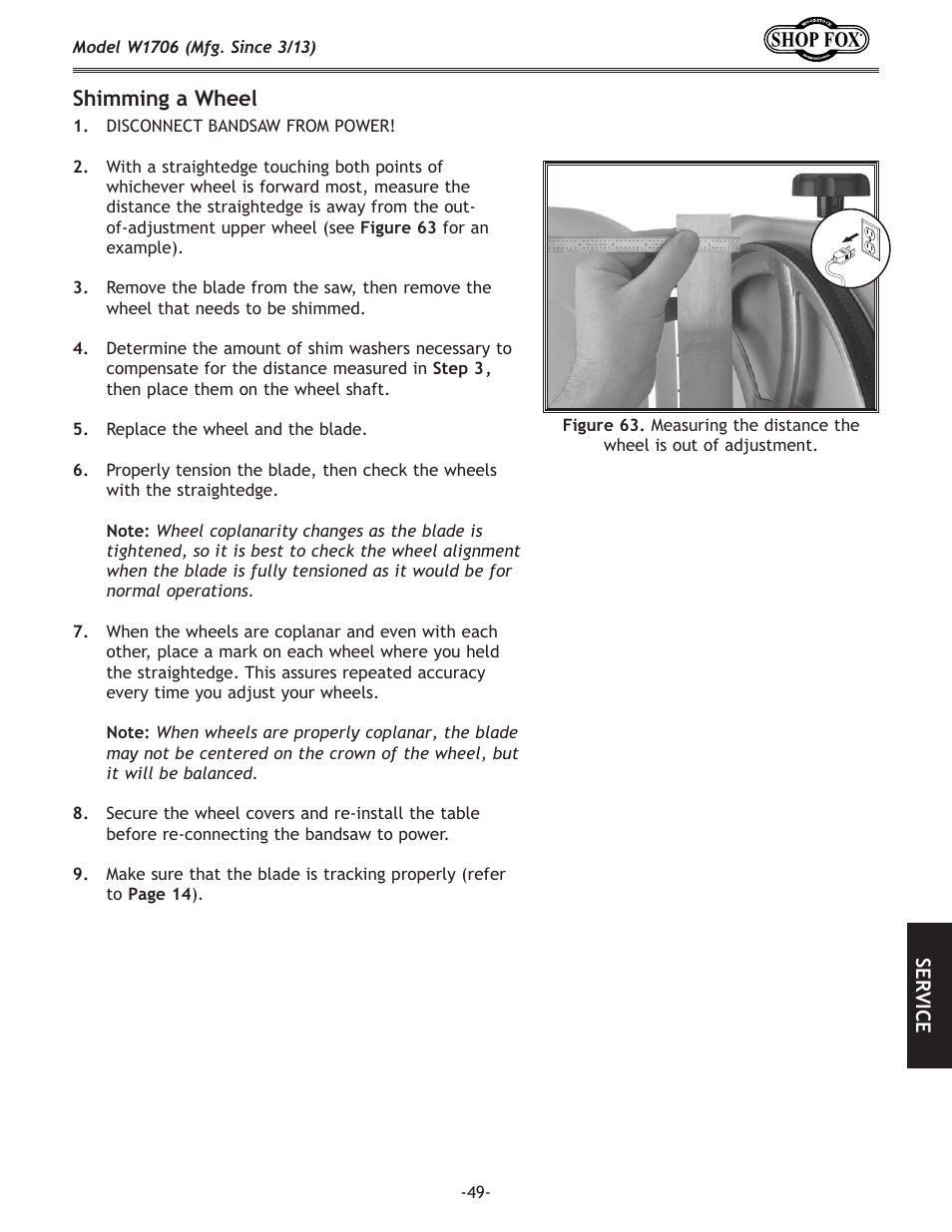Shimming.a.wheel | Woodstock SHOP FOX W1706 User Manual | Page 51 / 64