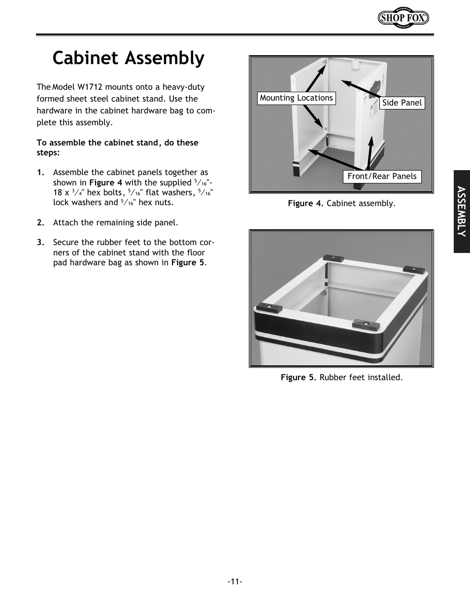 Cabinet assembly, Assembly | Woodstock SHOP FOX W1712 User Manual | Page 23 / 46
