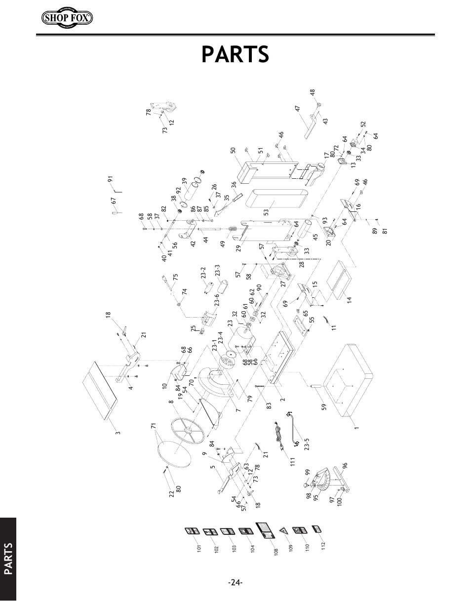 Parts | Woodstock SHOP FOX W1712 User Manual | Page 36 / 46