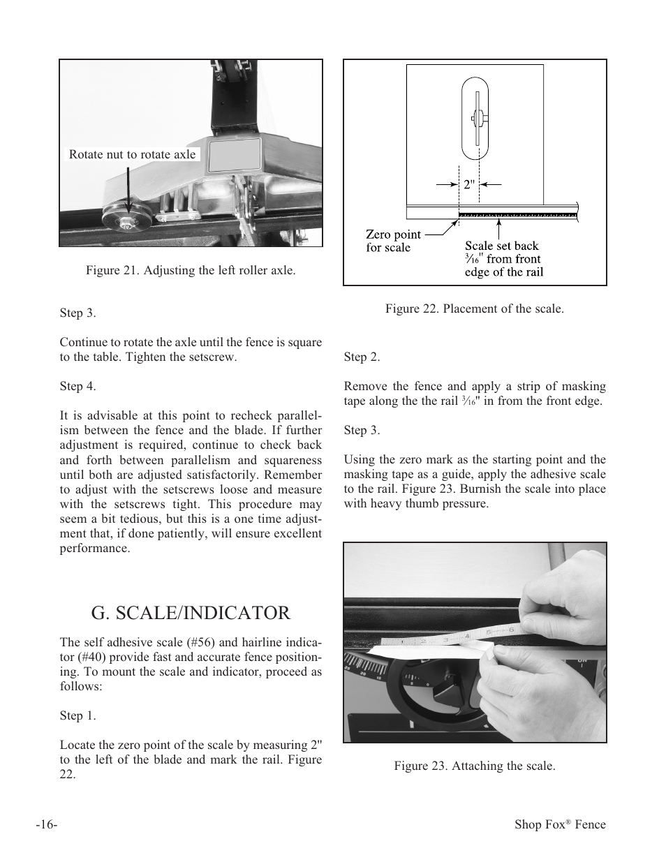 G. scale/indicator | Woodstock International Fox Fense W1410 User Manual | Page 17 / 29