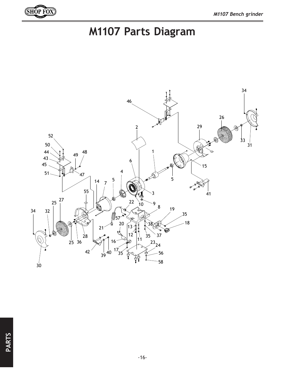 M1107 parts diagram, Parts | Woodstock M1107 User Manual | Page 18 / 24