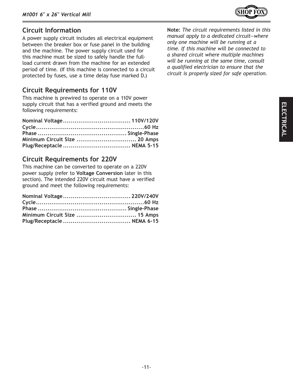 Woodstock SHOP FOX M1001 User Manual | Page 13 / 44