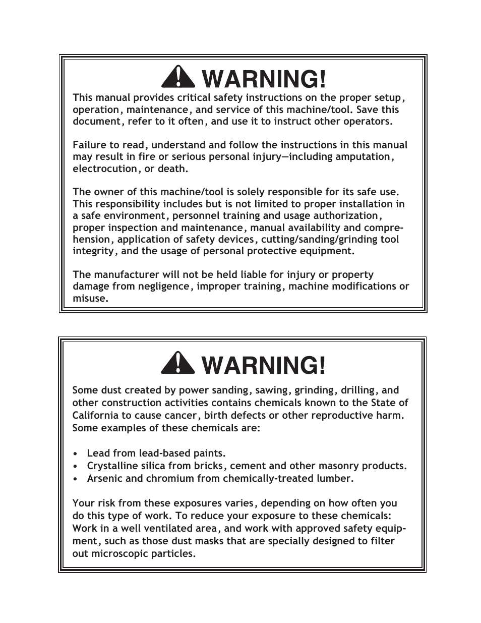 Woodstock SHOP FOX M1001 User Manual | Page 2 / 44