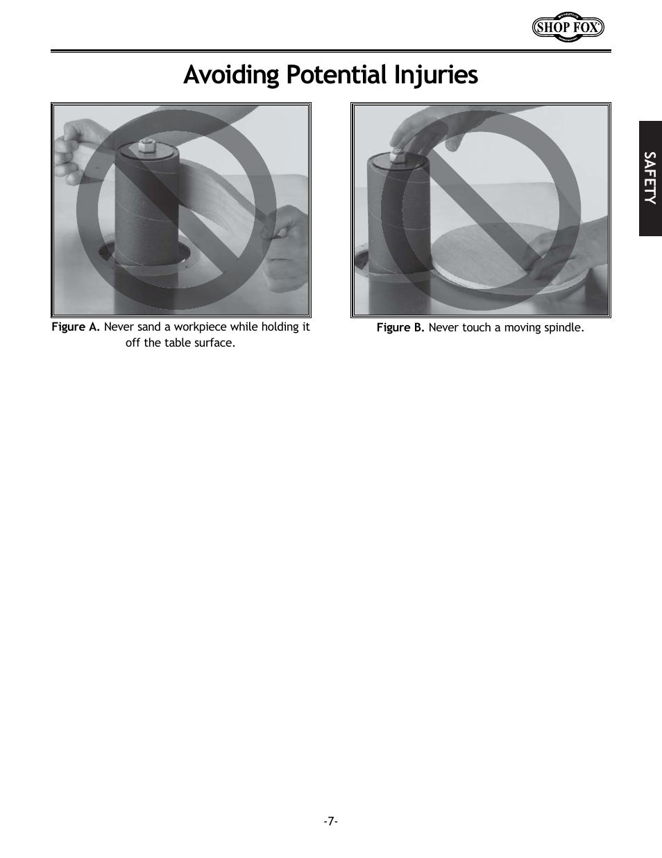 Avoiding potential injuries | Woodstock SHOP FOX W1686 User Manual | Page 9 / 38
