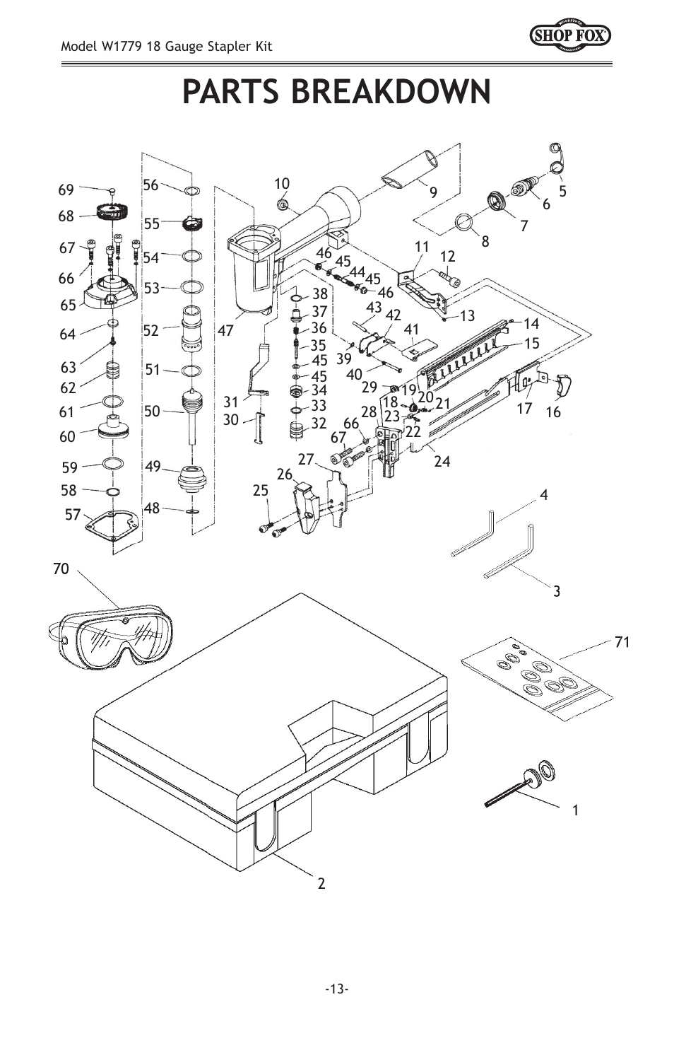 Parts breakdown | Woodstock 18 GAUGE STAPLER KIT W1779 User Manual | Page 15 / 20