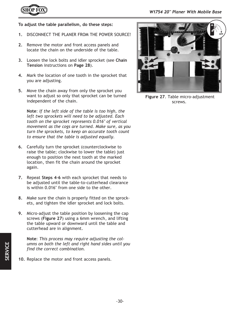 Woodstock SHOP FOX W1754 User Manual | Page 32 / 60