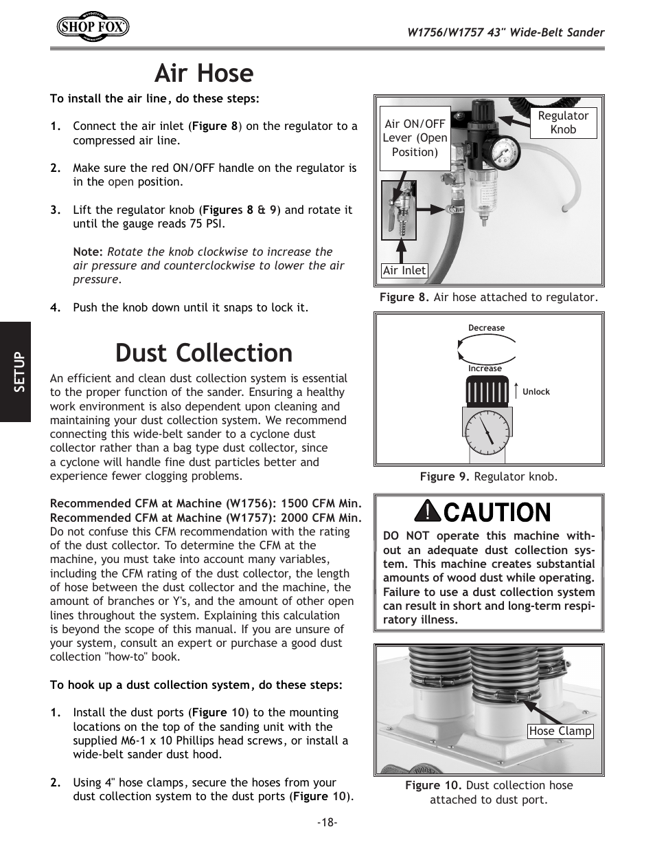 Air hose, Dust collection | Woodstock SHOP FOX W1756 User Manual | Page 20 / 84