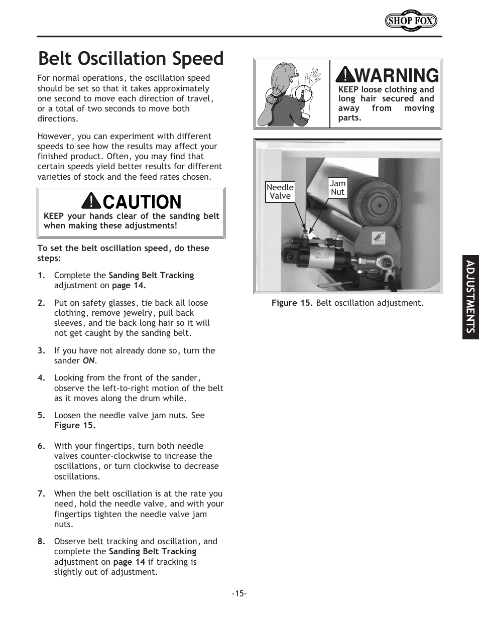 Belt oscillation speed | Woodstock SHOP FOX W1709 User Manual | Page 17 / 52