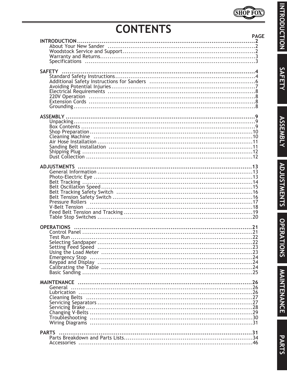 Woodstock SHOP FOX W1709 User Manual | Page 3 / 52