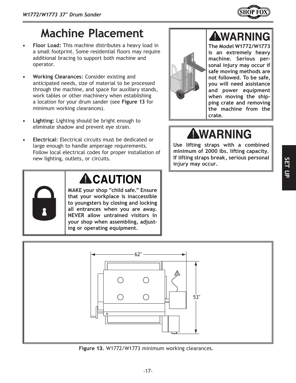 Machine placement | Woodstock SHOP FOX W1772 User Manual | Page 19 / 72