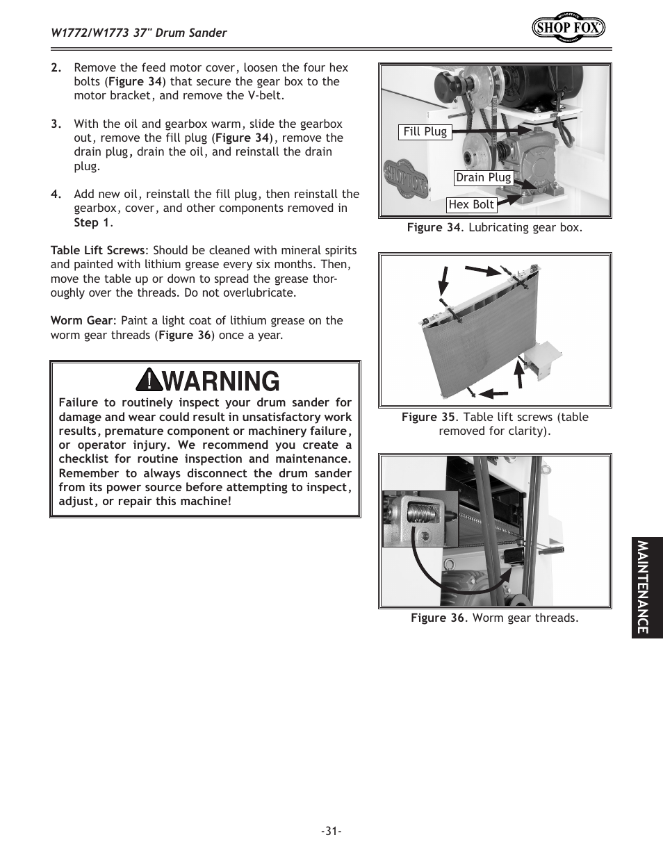 Woodstock SHOP FOX W1772 User Manual | Page 33 / 72