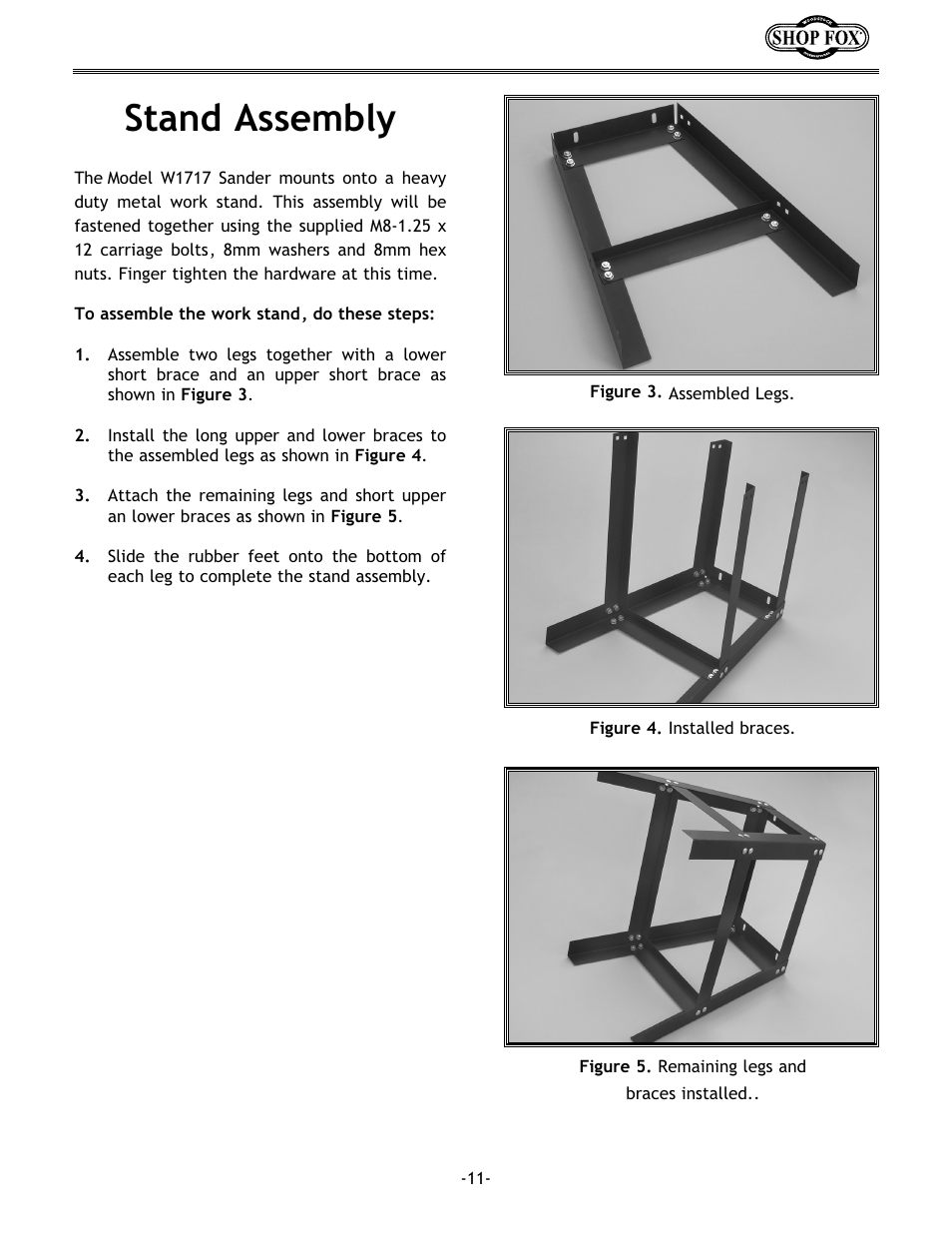 Stand assembly | Woodstock SHOP FOX W1717 User Manual | Page 13 / 30