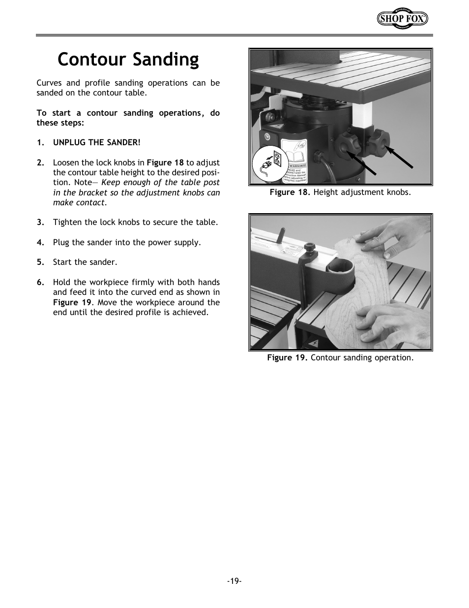Contour sanding | Woodstock SHOP FOX W1717 User Manual | Page 21 / 30