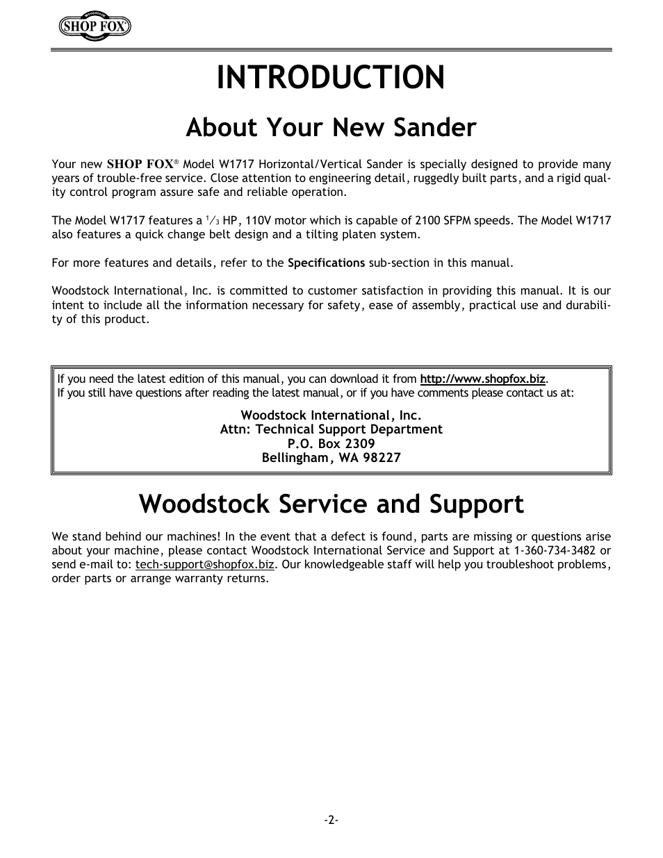 Introduction | Woodstock SHOP FOX W1717 User Manual | Page 4 / 30