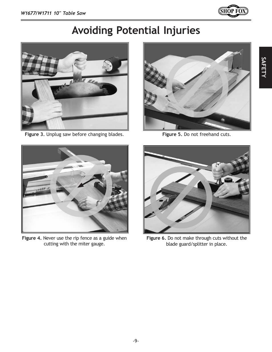 Avoiding potential injuries | Woodstock SHOP FOX W1677 User Manual | Page 11 / 64
