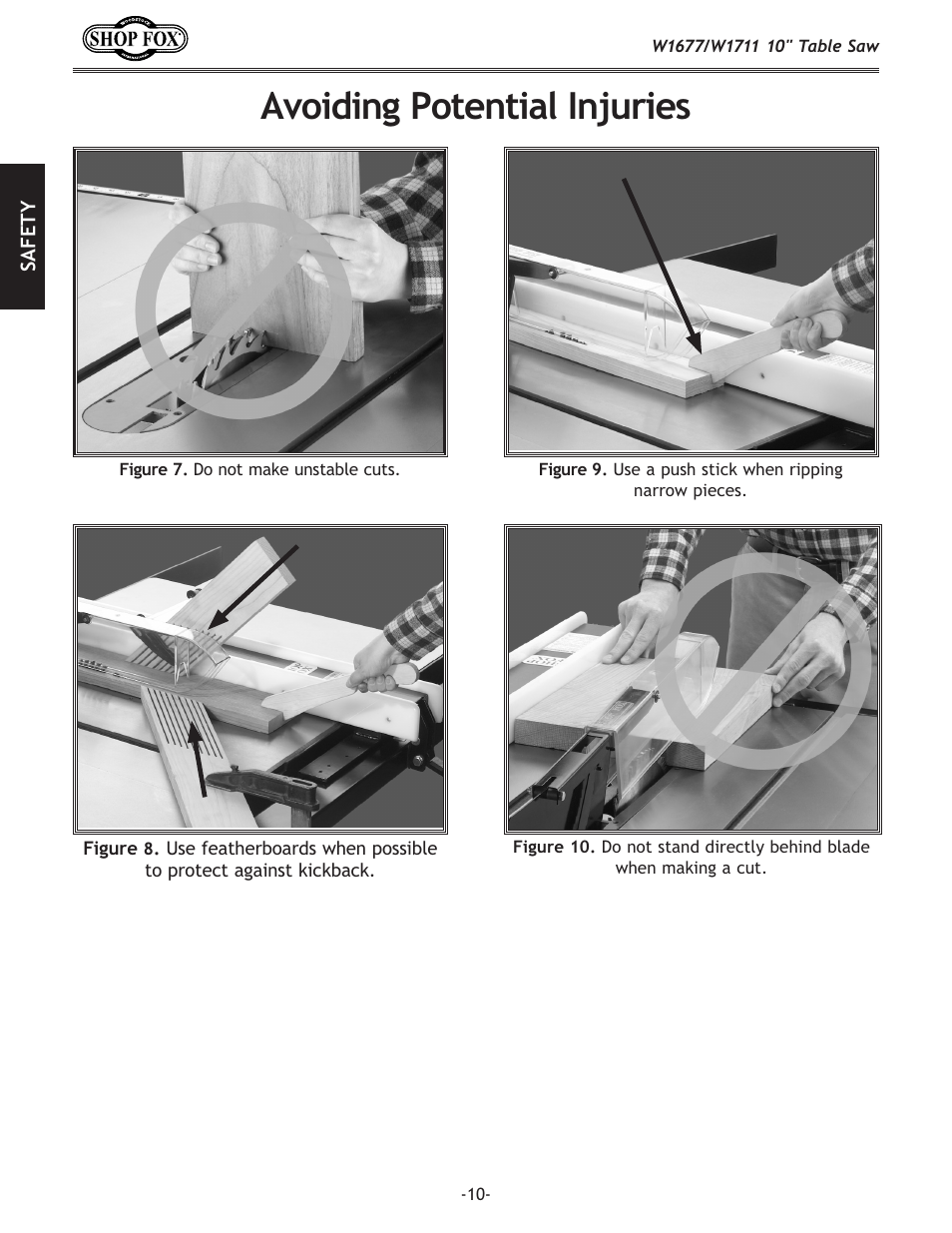 Avoiding potential injuries | Woodstock SHOP FOX W1677 User Manual | Page 12 / 64