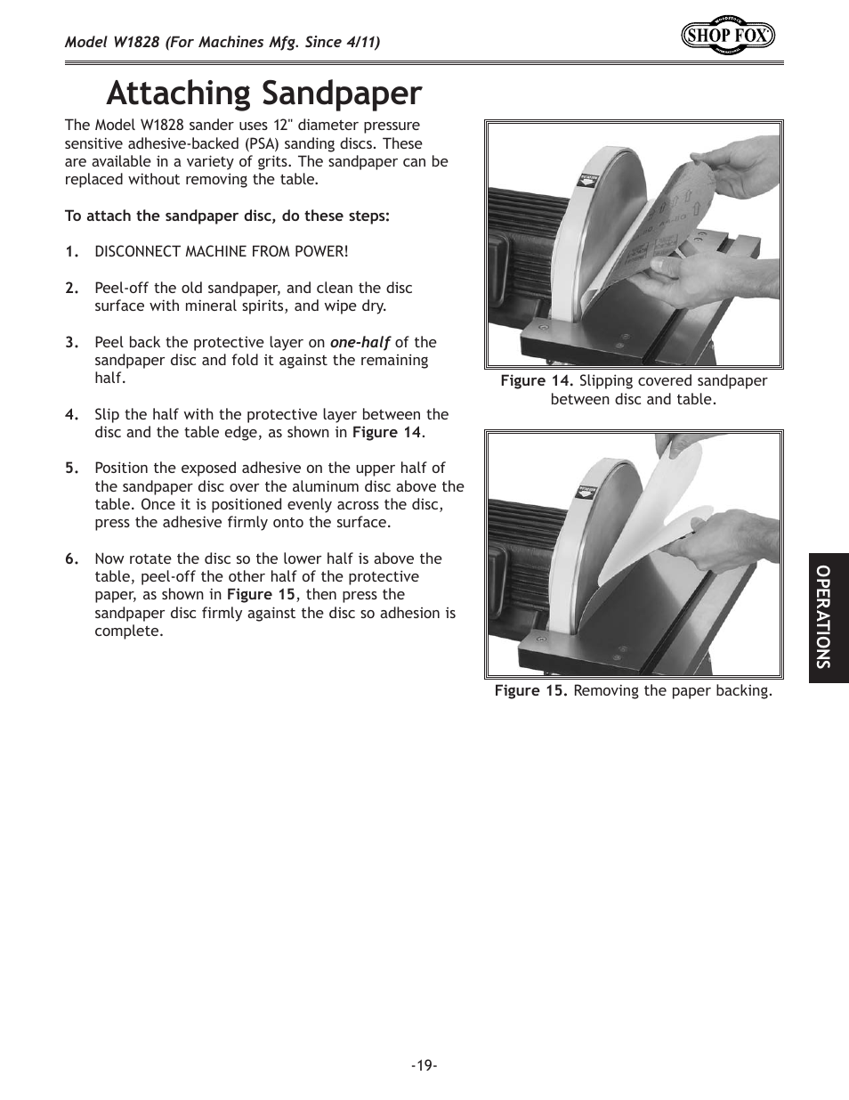 Attaching sandpaper | Woodstock W1828 User Manual | Page 21 / 36