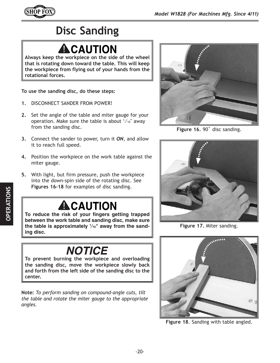 Disc sanding | Woodstock W1828 User Manual | Page 22 / 36