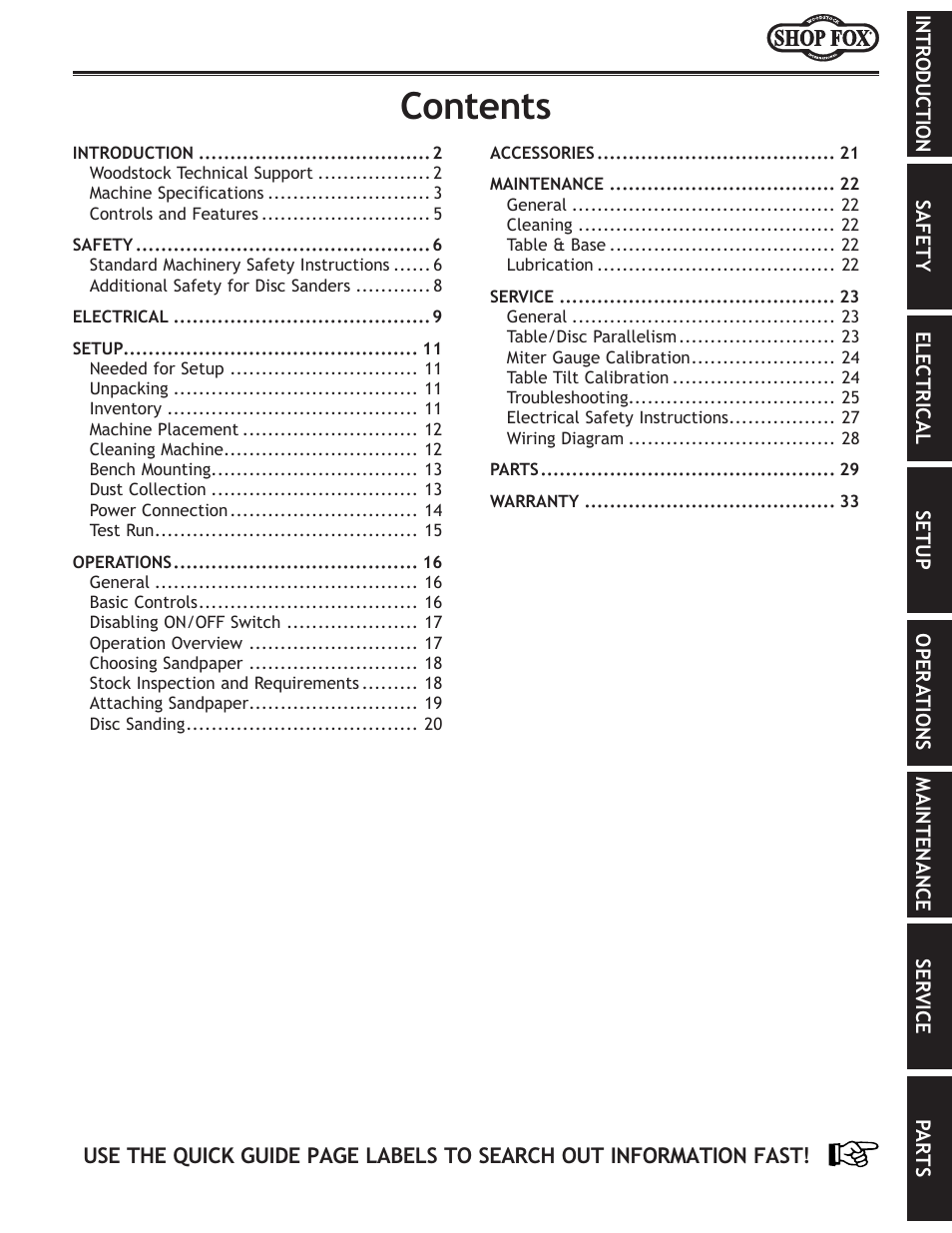 Woodstock W1828 User Manual | Page 3 / 36
