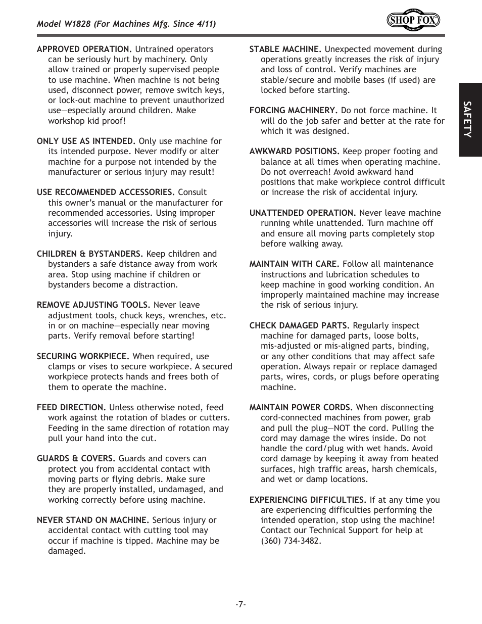 Woodstock W1828 User Manual | Page 9 / 36