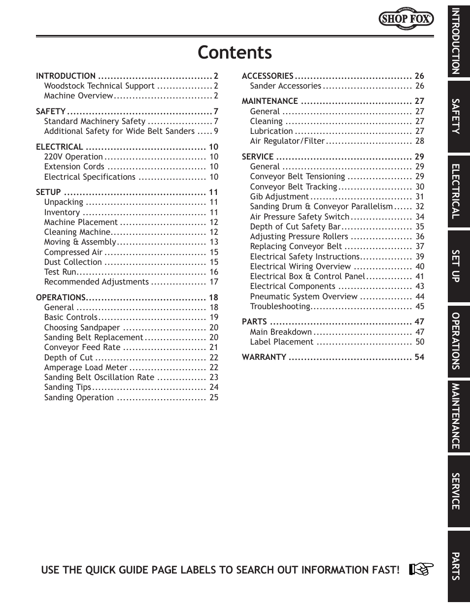 Fek\ekj | Woodstock SHOPFOX W1813 User Manual | Page 3 / 56