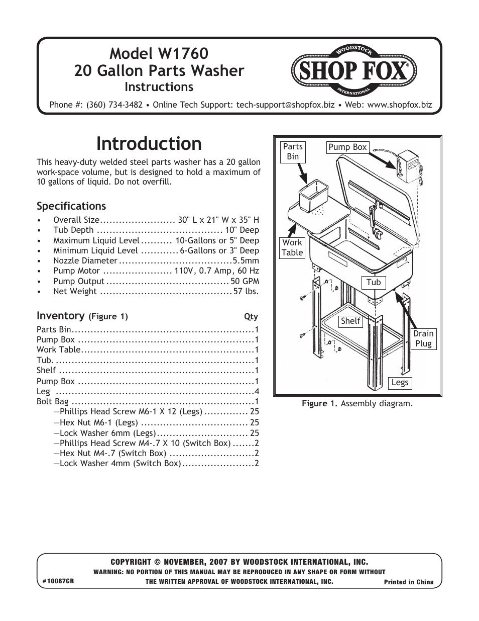 Woodstock W1760 User Manual | 8 pages